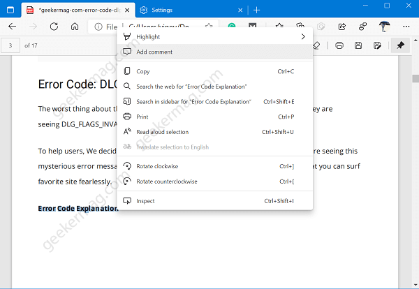 How to Add Text Comments in PDF document in Microsoft Edge - 23
