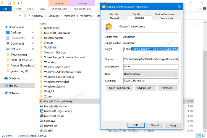 How to Use Extension Toolbar menu and Enable Disable in Chrome v78 - 94