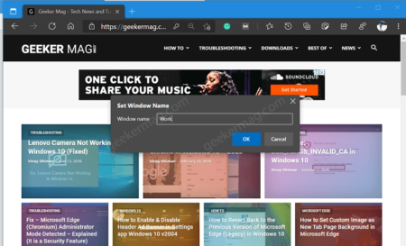 Microsoft Edge let you Name Individual Browser Windows