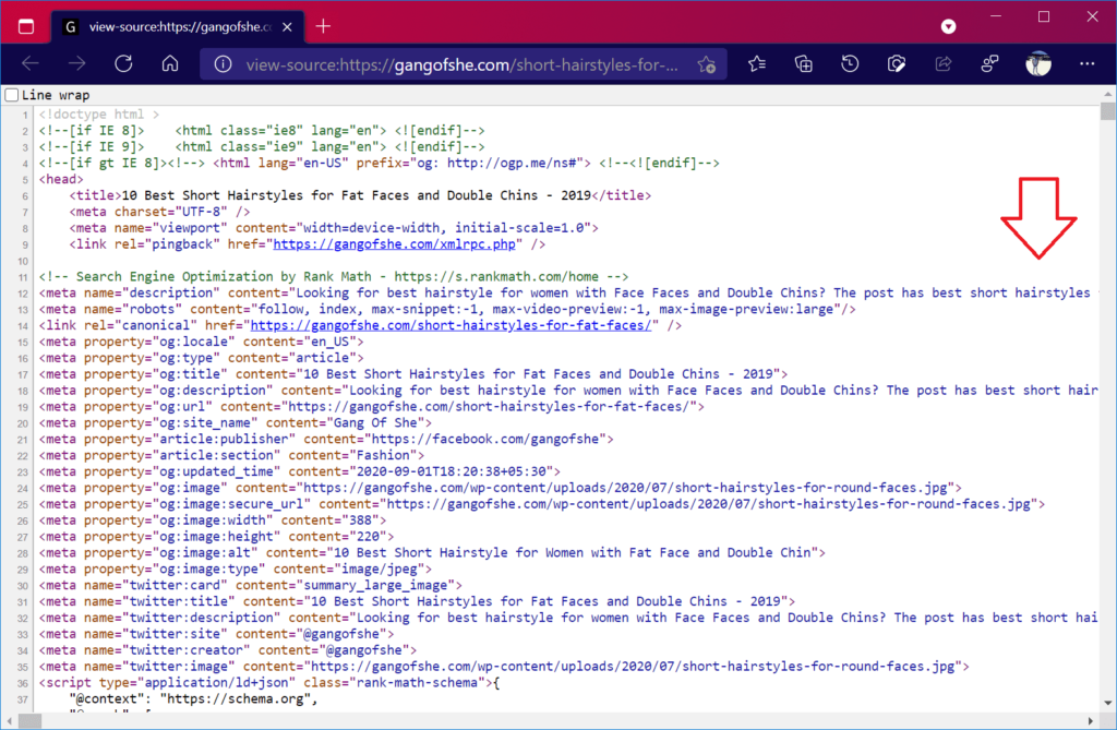 Microsoft Edge receives line wrapping for the source view - 96