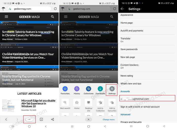 Microsoft Edge for Android let you Sync Open Tabs and History - 93