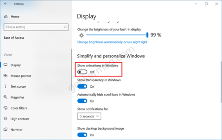 How to Turn Off Animation when opening or closing a window in Windows 10