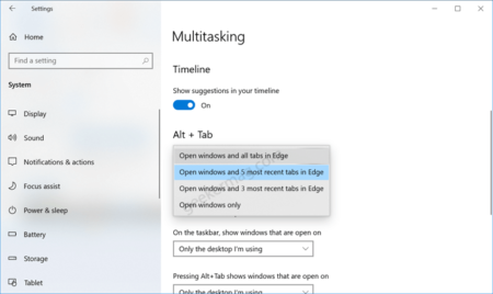 Microsoft Edge let you disable Alt+Tab Experience in Windows 10