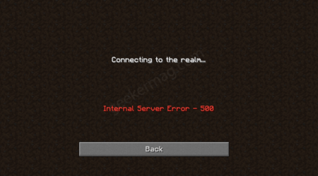 Minecraft Realms internal server error 500