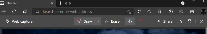 draw with touch button in microsoft edge web capture tool
