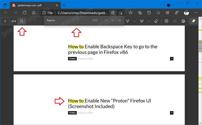 how to search a page ctrl