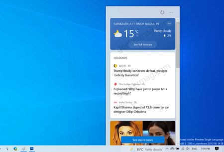 How to Enable or Disable News and Interest icon on Taskbar of Windows 10