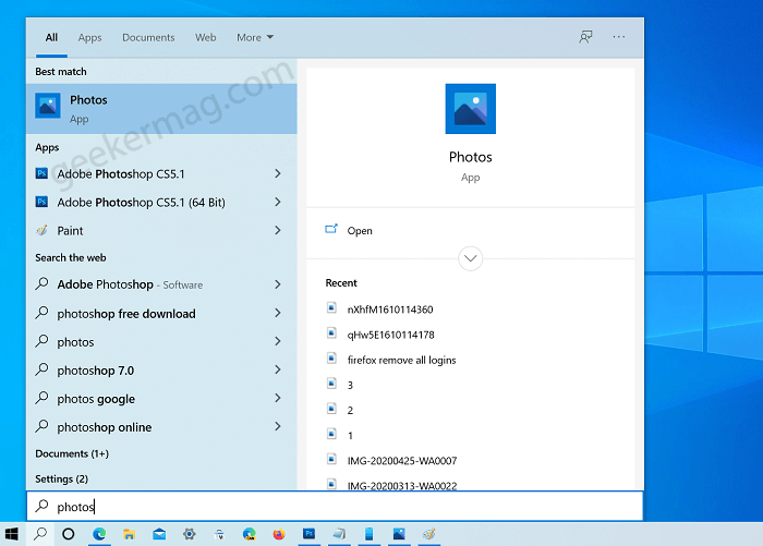 open photos app in windows 10