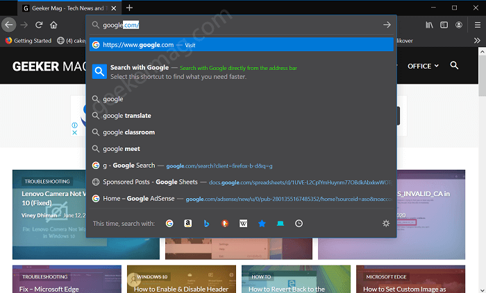 Firefox v85 let you disable Search engine suggestion in addressbar - 56