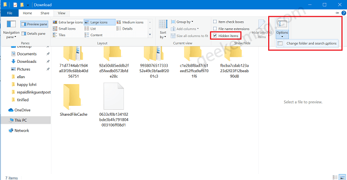 show hidden files in file explorer in windows 10