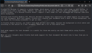 Firefox Nightly v87 gets Dark mode support for Text Document