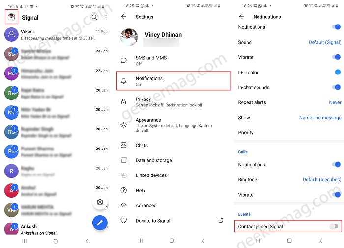 How to Disable Signal s Contact Join Notification - 89