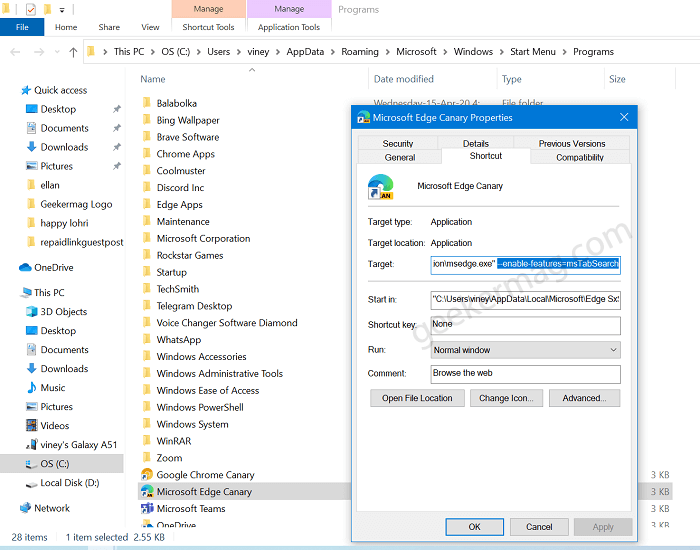 Enable Tab Search feature in Microsoft EDge