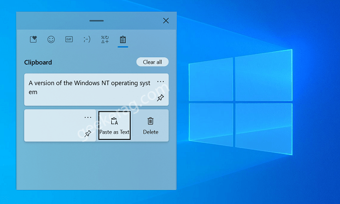 How to Paste as plain text in clipboard history on Windows 10 - 1