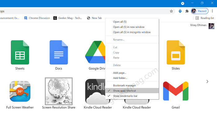 How to Hide  Apps  button from Chrome Bookmarks Bar - 30
