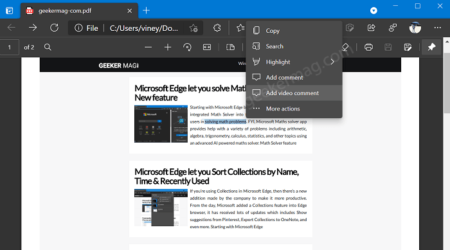How to Add Video Comment in PDF in Microsoft Edge