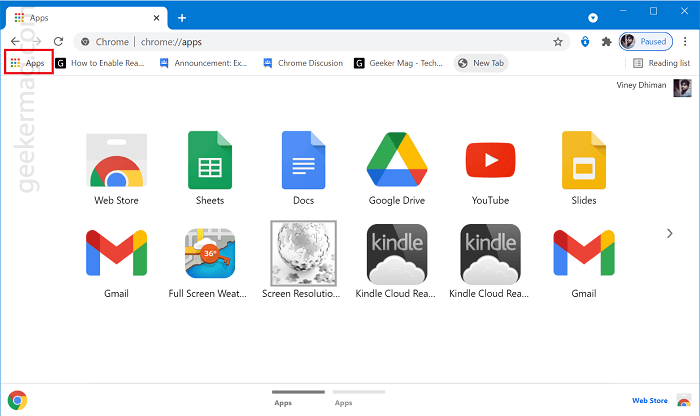 How to Hide  Apps  button from Chrome Bookmarks Bar - 57