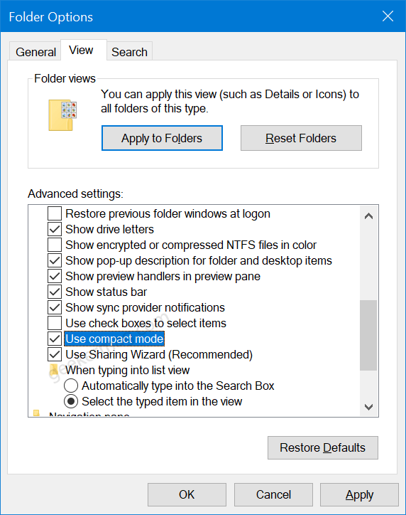 Folder Options in Windows 10