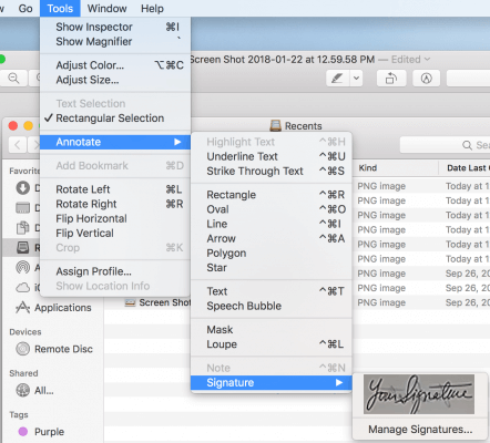 Insert Signature to PDF using Preview app in Mac