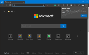 Restore Pages: Microsoft Edge closed while you had some pages open