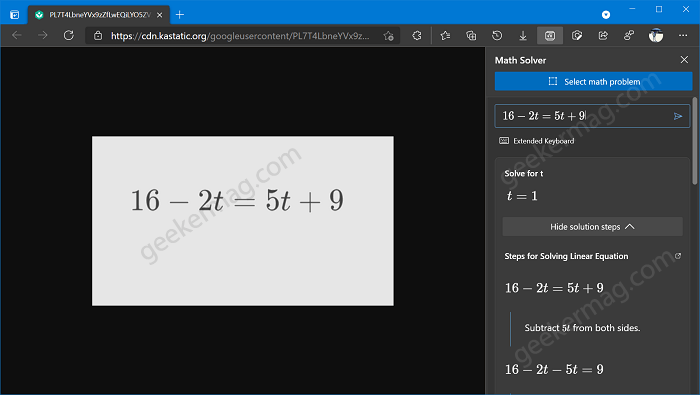 Math Solver - Select math problem in edge