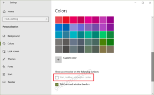 Fix - “Start, Taskbar, and Action Center” Accent Color Grayed out on Windows 10