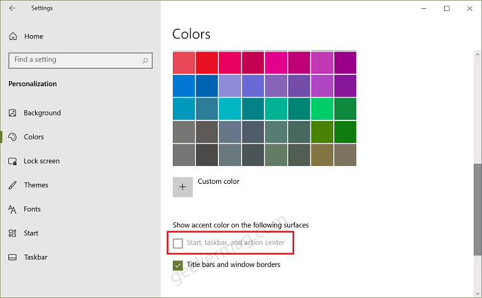 Fix    Start  Taskbar  and Action Center  Accent Color Grayed out on Windows 10 - 45