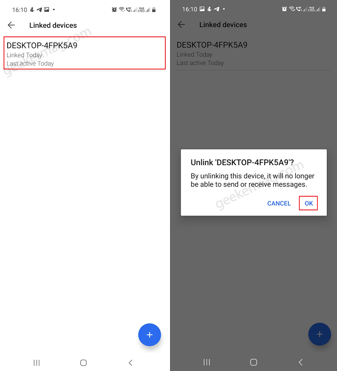 unlick signal linked device