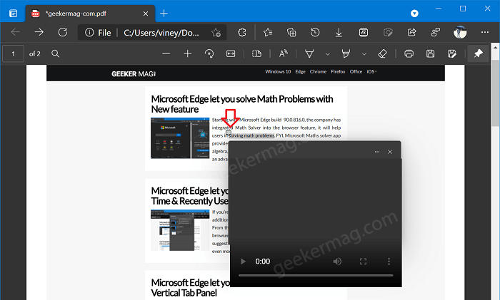 How to Add Video Comment in PDF Document in Microsoft Edge - 38