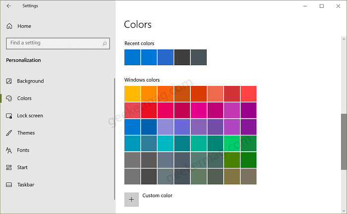 Apply Windows Color in Windows 10