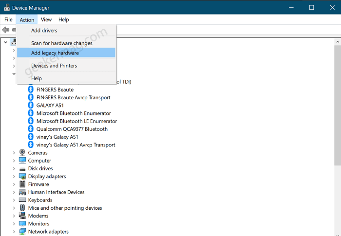 bluetooth missing from device manager