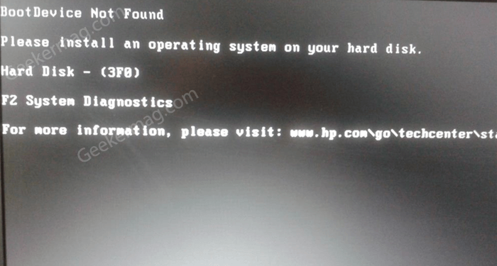 Fix Boot device not found Hard Disk 3F0 in HP Laptops - 81