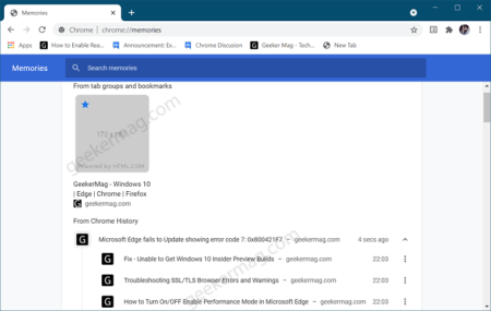 How to Enable and Use Memories feature in Chrome