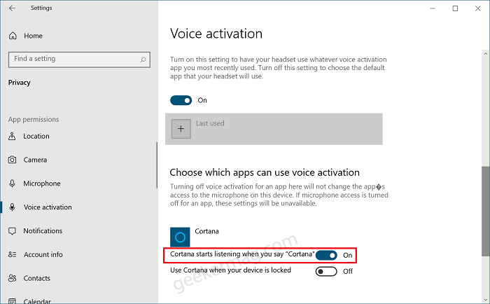 Turn off Cortana start listening when you say cortana