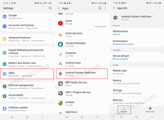 How to Enable or Disable Android System WebView - 67