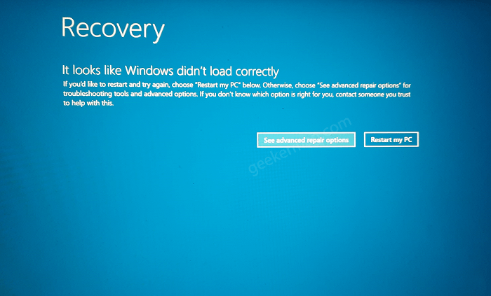 windows 10 login screen won t load