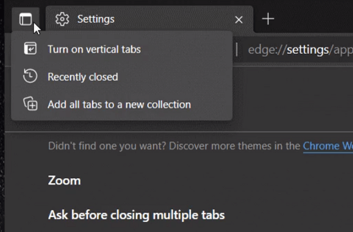 How to Show or Hide Tab Action Menu in Microsoft Edge Toolbar - 74