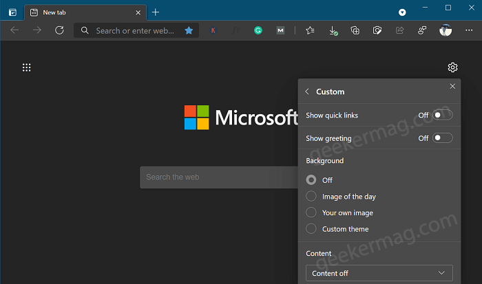 How to Set New Tab Page to Blank in Microsoft Edge - 78