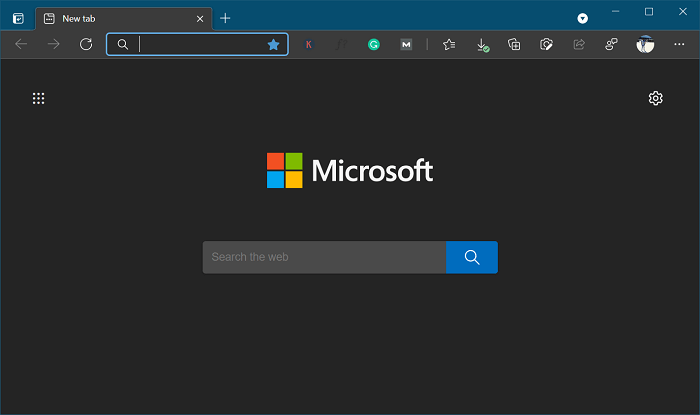 Microsoft Edge New Tab Page