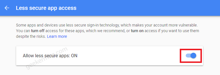 less secure apps