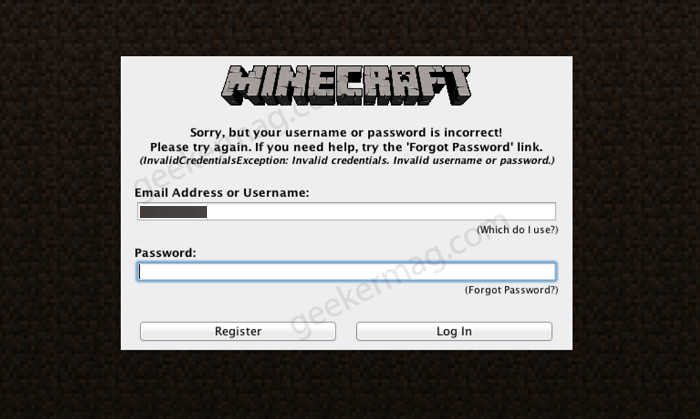 Fix Sorry But Your Username Or Password Is Incorrect In Minecraft