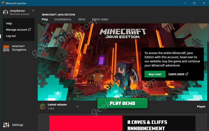 minecraft legacy launcher password