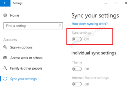 Fix - Sync Setting in Windows 10 is Greyed out or Not working
