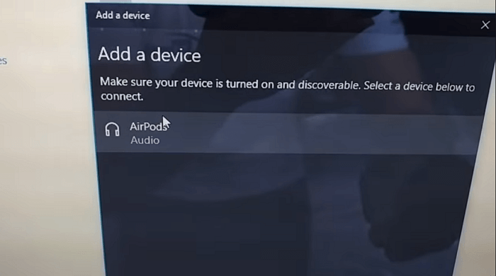 Airpods detected in windows 10 bluetooth settings