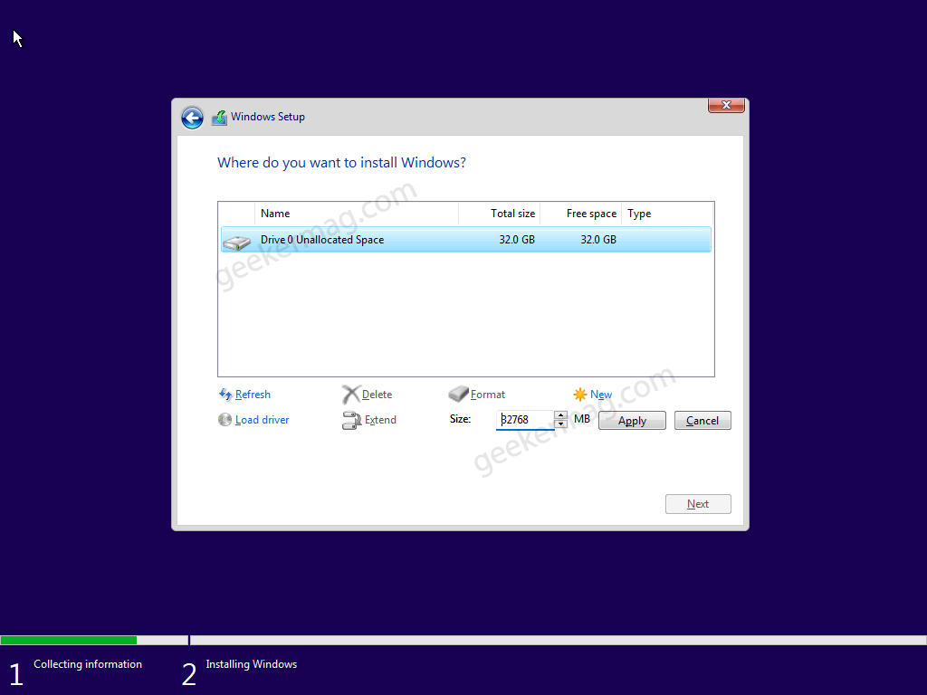 where do you want to install Windows 11