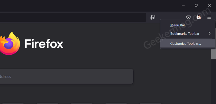 Customize toolbar in firefox