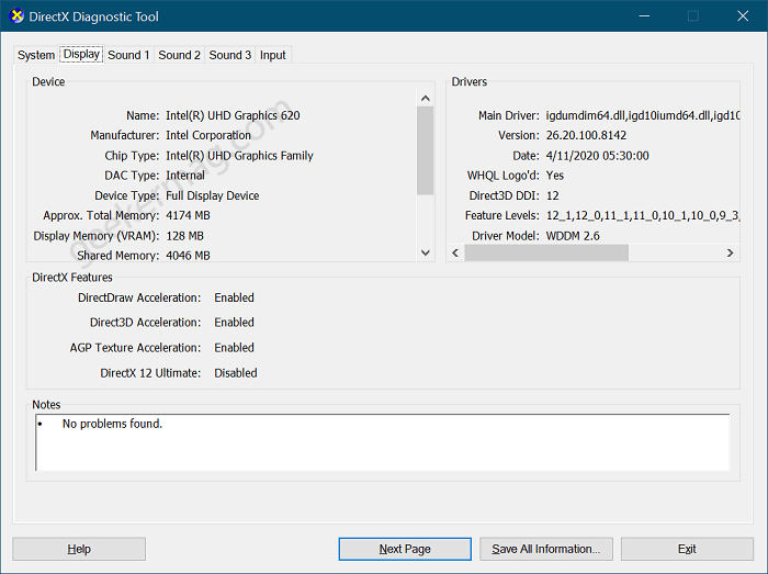 Find Graphics Card Using DirectX Diagnostic Tool