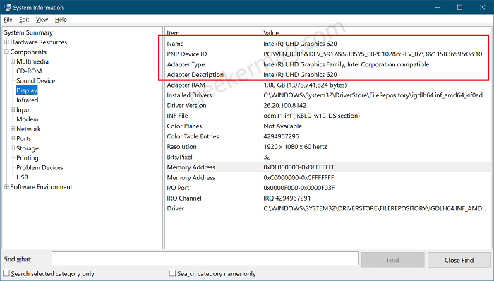 Find Out The Graphics Card Using System Information