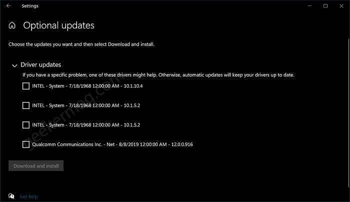 Install intel updates via Windows Update 
