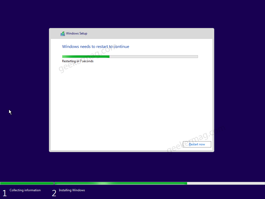 Windows need tor restart to continue